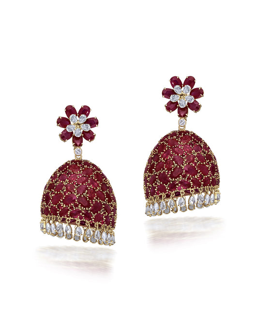 Crimson Mesh Jhumkas