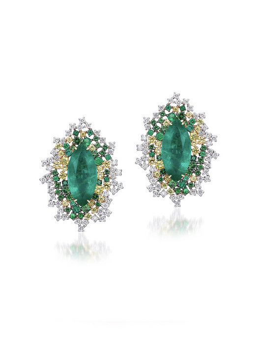 Emerald Cluster Earrings