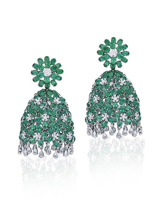 Emerald Bloom Jhumkas