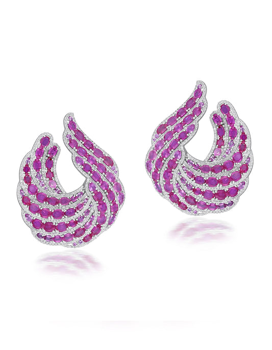 Crimson Crescent Earrings