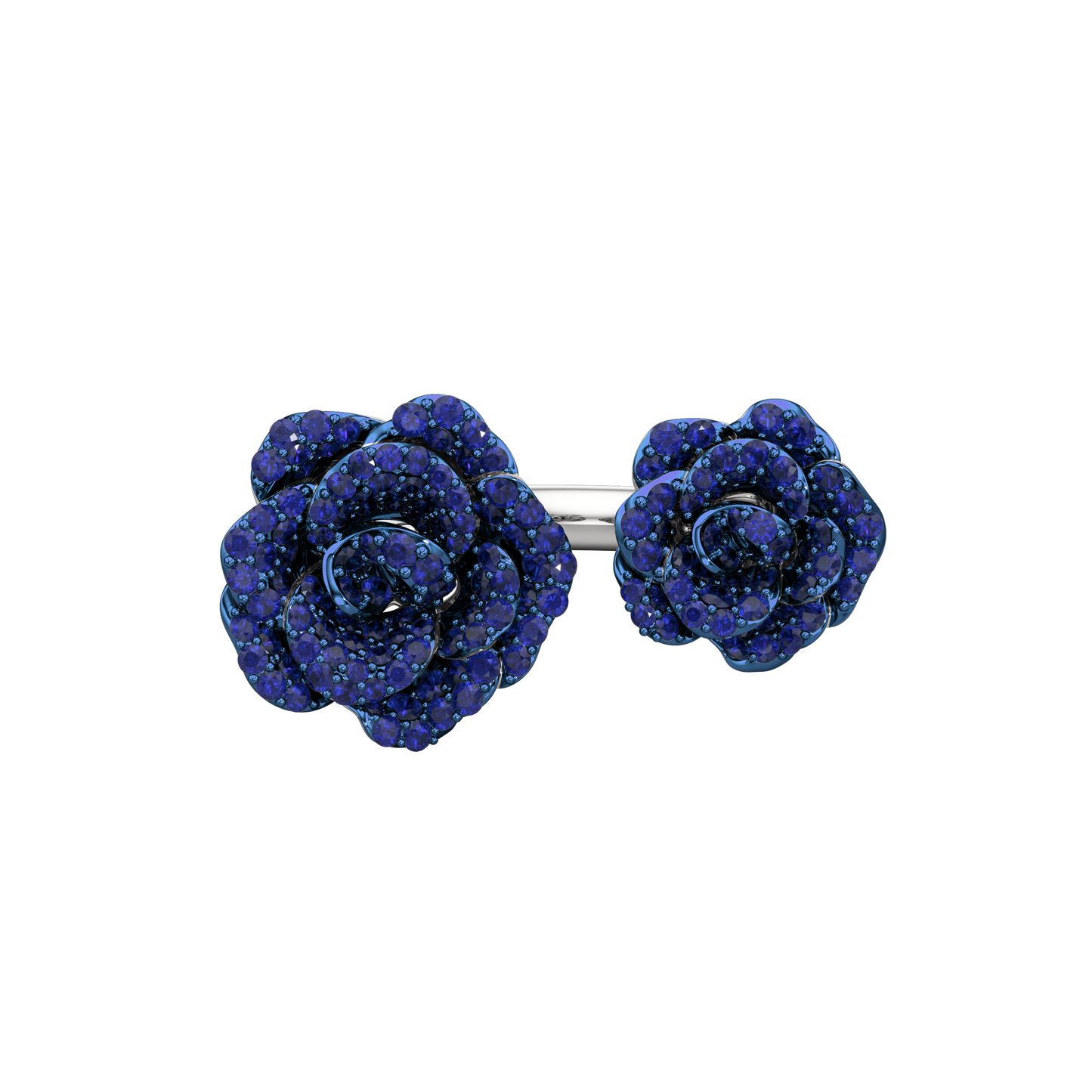 La Vie en Rose Blue Sapphire Ring, Double Motif