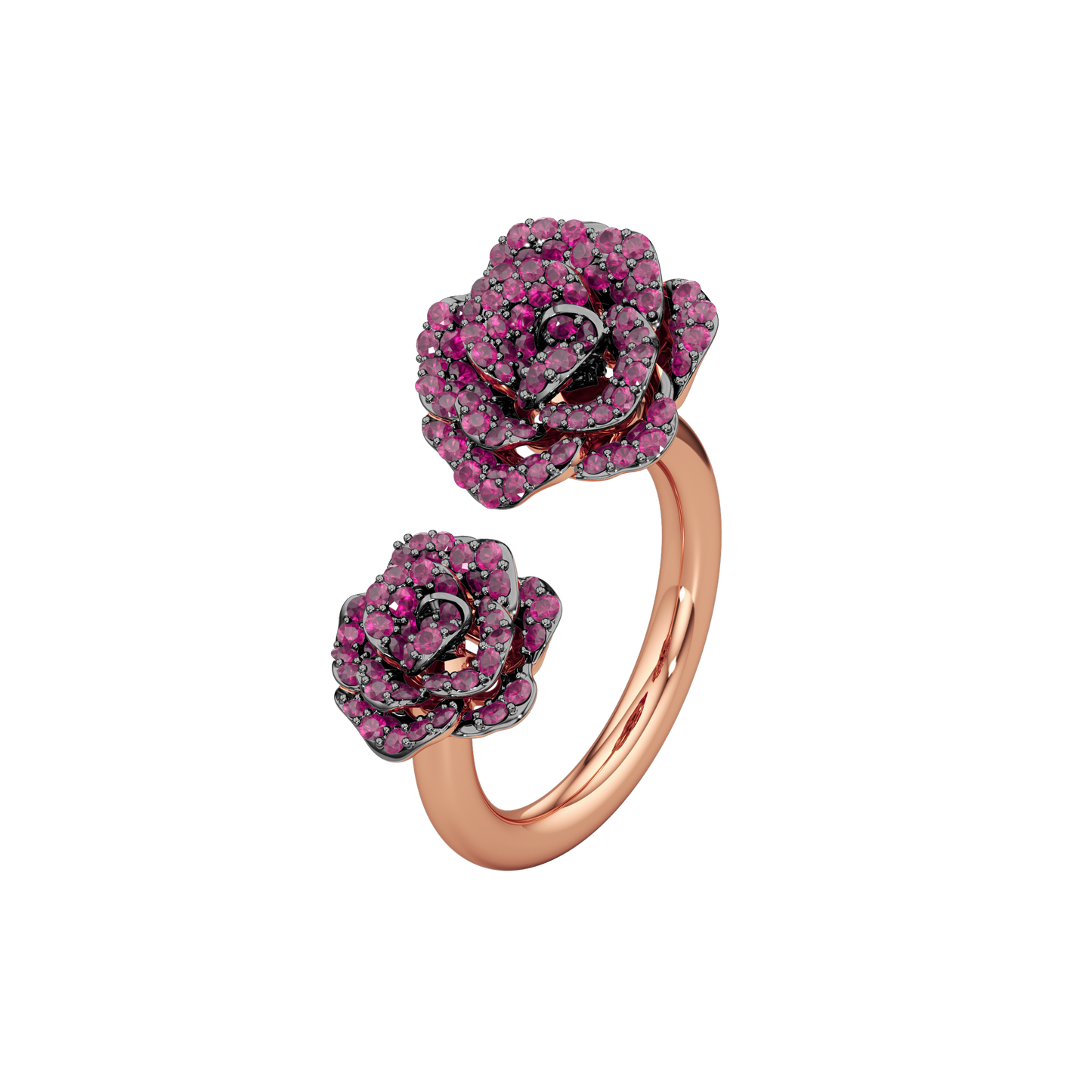 La Vie en Rose Ruby Ring, Double Motif