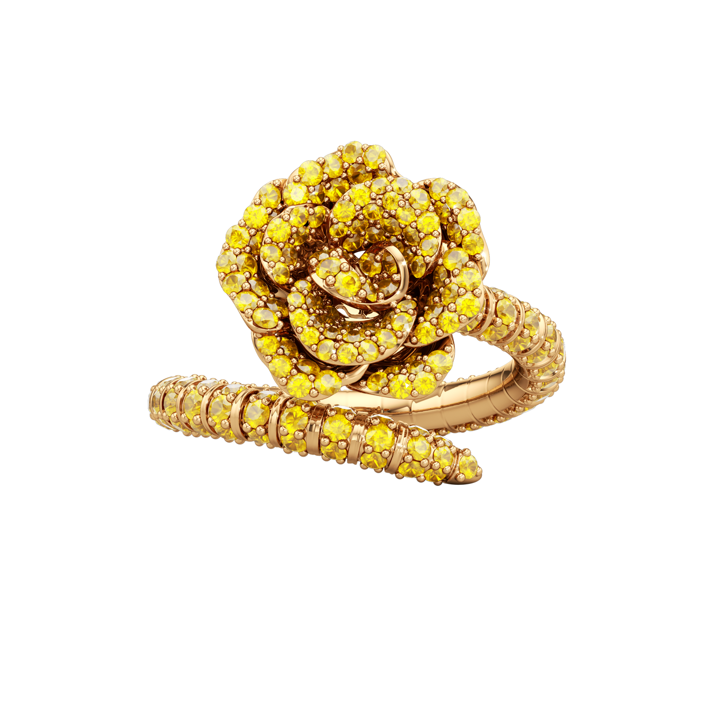 La Vie En Rose Yellow Sapphire Ring, Single Motif