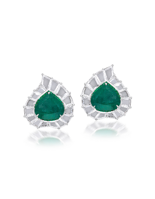 Emerald Deco Studs