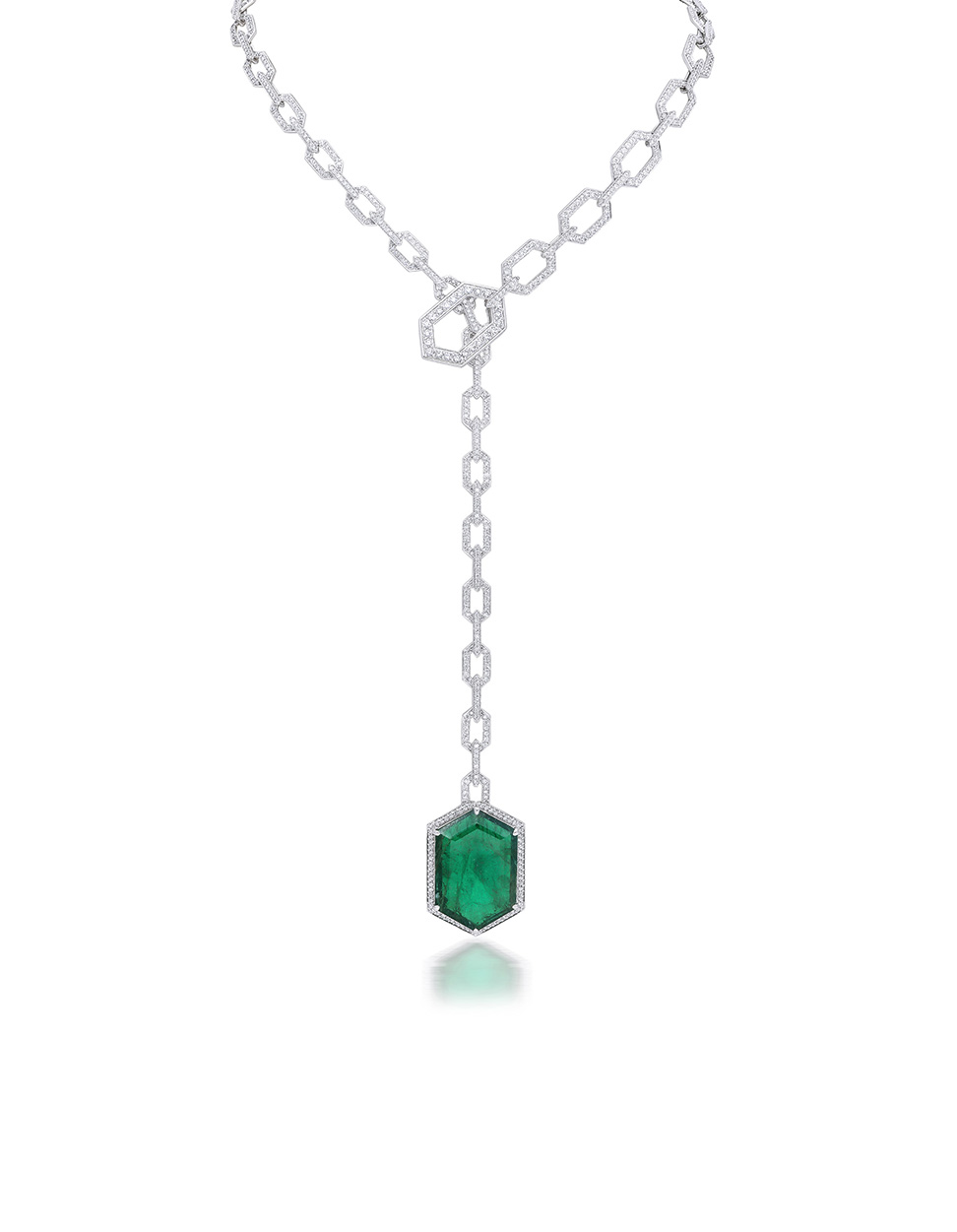 Emerald Link Pendant Necklace