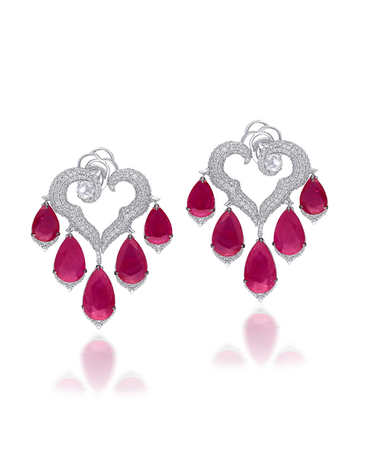 Ruby Heartfall Earrings